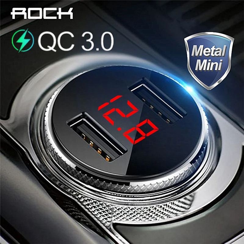 ROCK QC 3 0 Металлический Двойной USB телефон автомобильное зарядное устройство