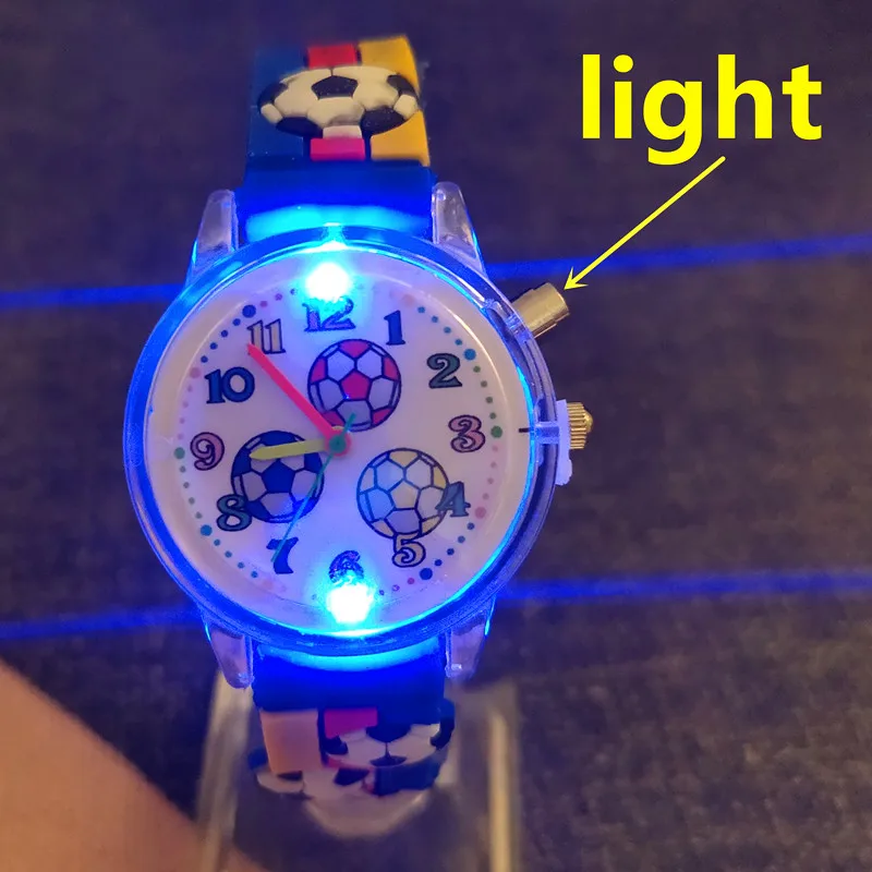 

Dropshiping Light Watch Cartoon Football Luminous Quartz Children's Watch for Baby Boys Girls Toy Clock Kids Learning Time Hours