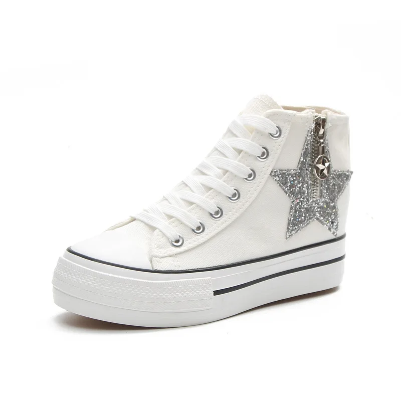 Женские текстильные туфли повседневные холщовые с высокой боковой молнией и