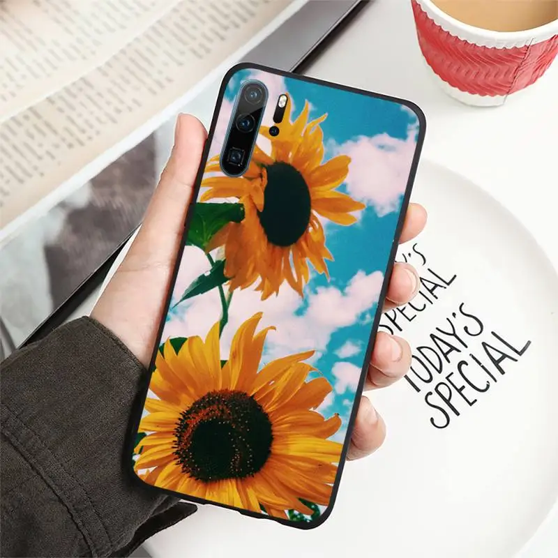 

Sunset sunflower flower pattern Phone Case For Huawei honor Mate P 10 20 30 40 i 9 8 pro x Lite smart 2019 nova 5t