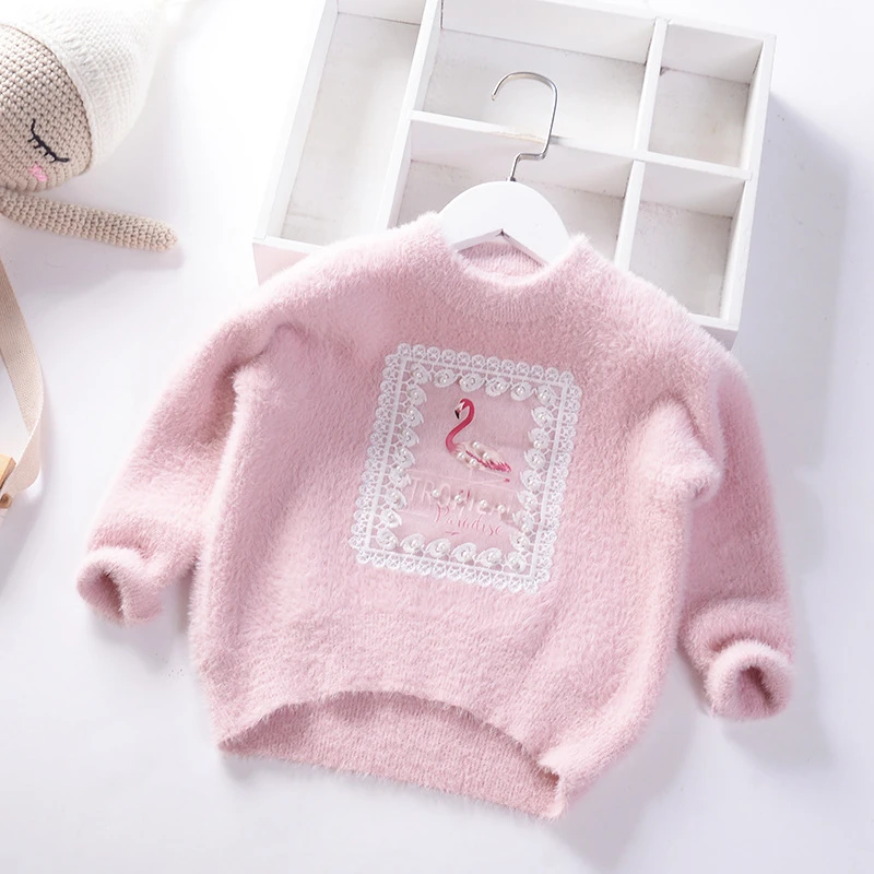 pink 309397 Новинка года; сезон осень-зима; детские свитера; бархатный свитер для девочек; теплая детская одежда с рисунком арбуза и фламинго; мороженое - Цвет: pink 309397