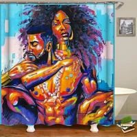 king african valentine american couple shower curtain painting art waterproof polyester fabric bathroom curtain 180 x 200 cm