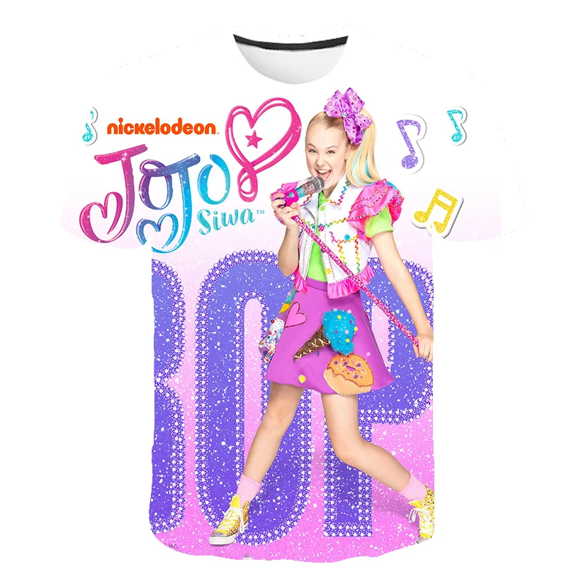 От 4 до 12 лет 3D одежда для девочек JOJO Siwa летние мультяшные топы мальчиков футболки