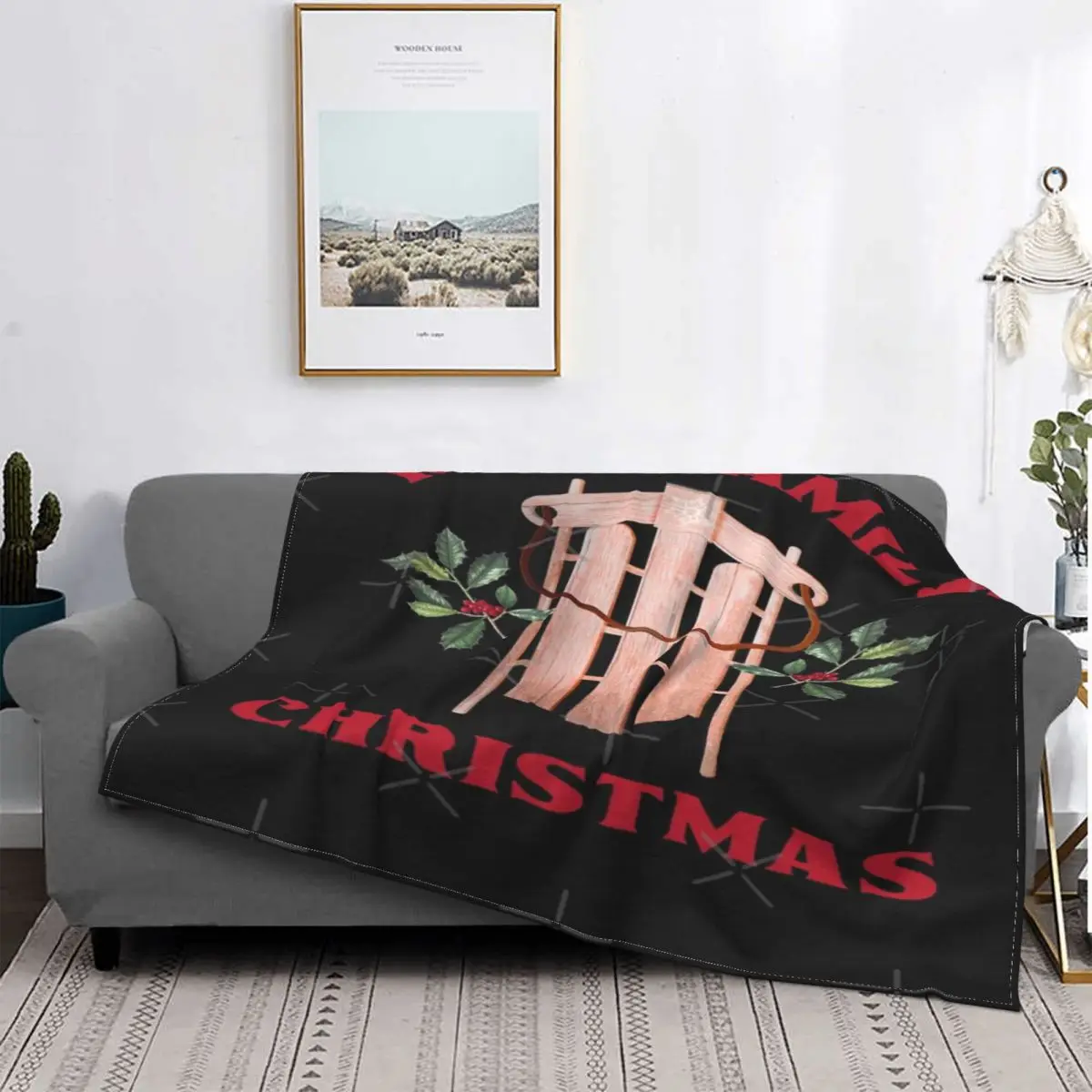 

Ruiz-Manta con texto rojo de Navidad, colcha de invierno a cuadros para cama, sofá cama, manta Kawaii de Anime a cuadros, colcha
