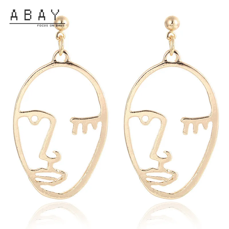 Модные Горячие предложения золотые серьги с отверстиями лица для женщин 2020 Новые