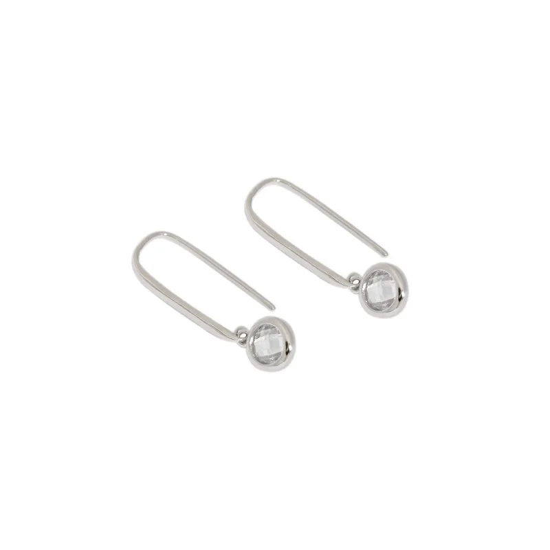 

CH-1199 Korean version of ins niche design sense U-shaped temperament simple zircon S925 sterling silver earrings