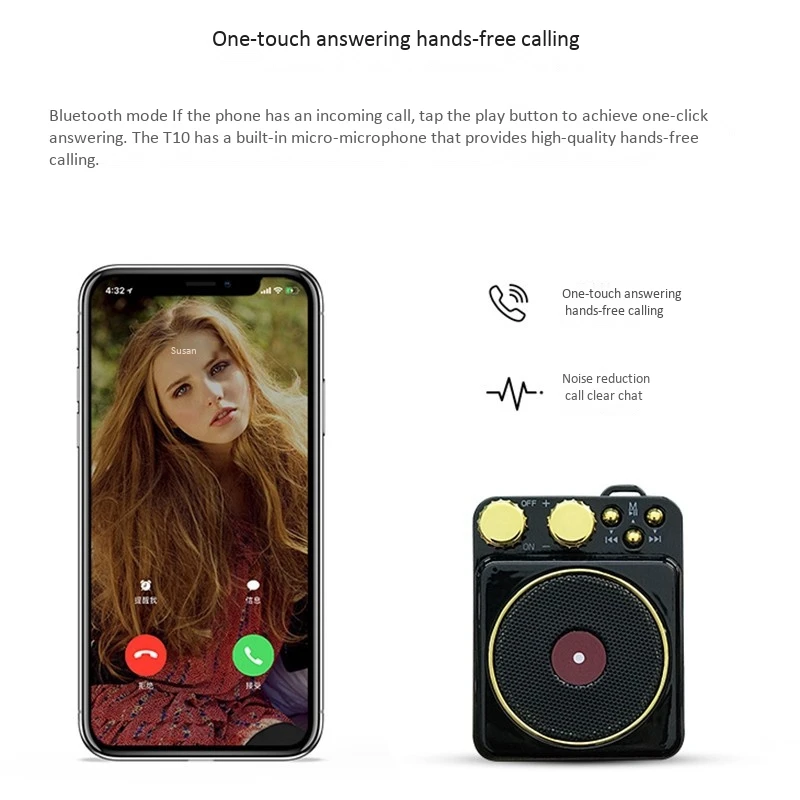 Портативная Bluetooth Колонка в европейском ретро стиле с поддержкой TF