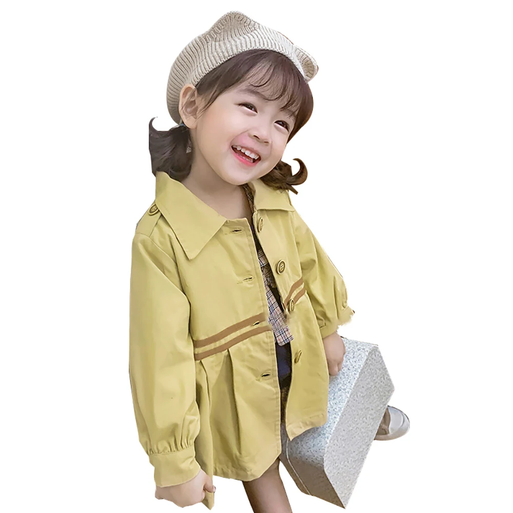 

Spring Autumn Baby Girls Windbreaker Jacket Fashion Kids Long Sleeve Single-Breasted Coats Outerwear Casual Children Clothes