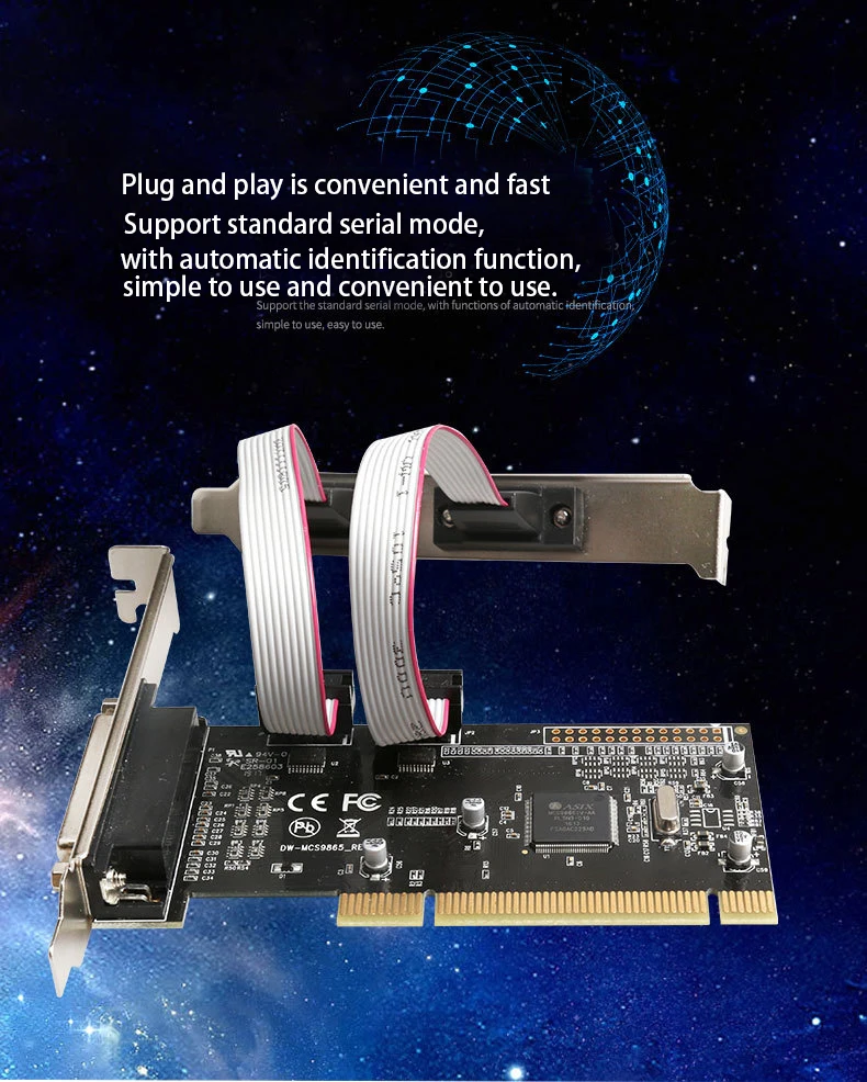 Двойной последовательный COM DB9 RS232 и параллельный порт принтера LPT DB25 в PCI адаптер