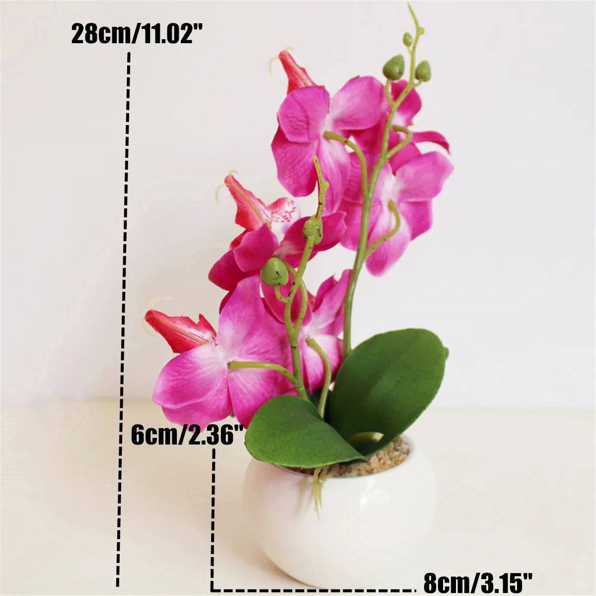 1 Набор искусственных цветов фаленопсиса бонсай + керамический горшок