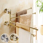 Европейский Золотой Хрустальный вращающаяся стойка для полотенец, подвижная вешалка для полотенец в ванной, Поворотная вешалка для полотенец, полированный держатель для полотенец