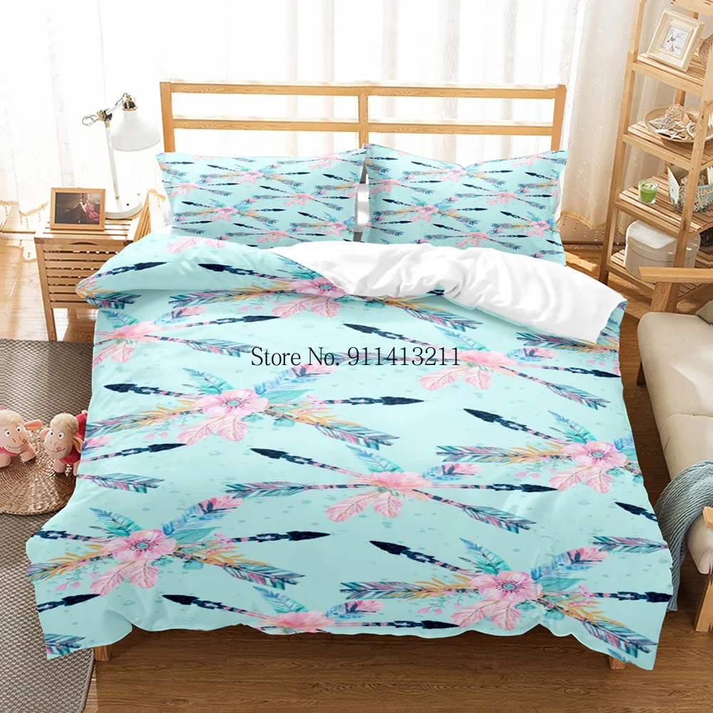 Богемные модные 3d постельные принадлежности набор пододеяльников из перьев