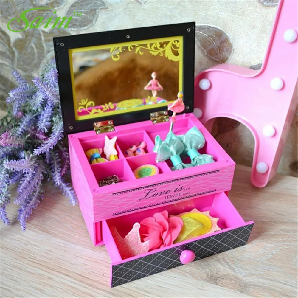 Музыкальная шкатулка Saim Lovery в форме балерины для украшений с ручкой пластиковая