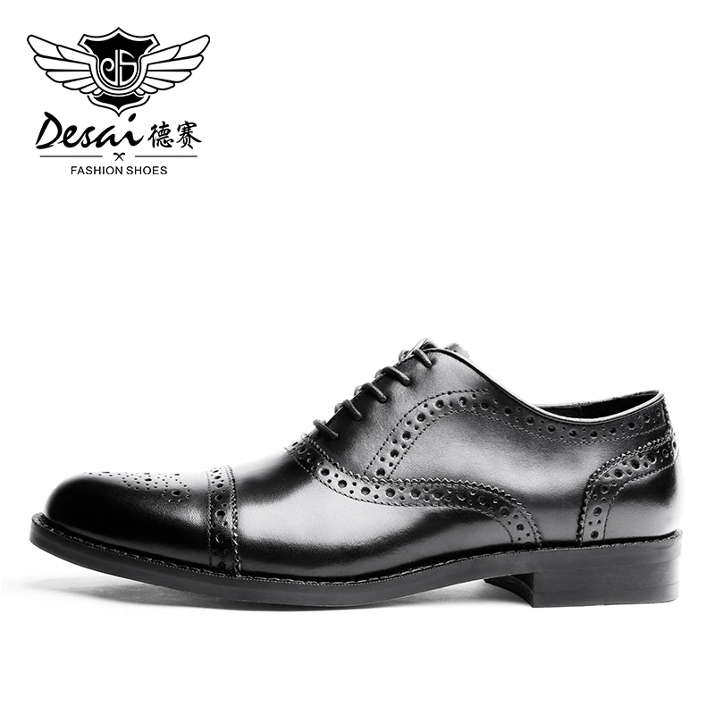 Мужские модельные туфли Desai черные модные деловые оксфорды из натуральной кожи в