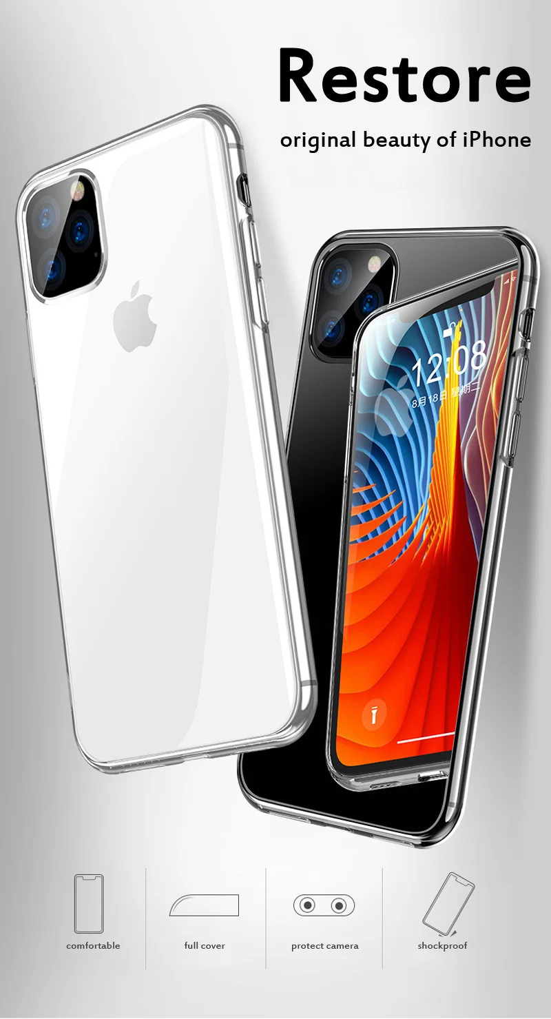 Роскошный чехол для iPhone 11 X XS 8 7 6 s Plus, прозрачный Ультратонкий Мягкий силиконовый чехол из ТПУ для iPhone XR 8, Coque Fundas Capa