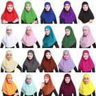 Женский однотонный мусульманский хиджаб Amira из 2 предметов, мягкий хлопковый эластичный головной шарф с внутренним нижним шарфом и капюшоном N58F