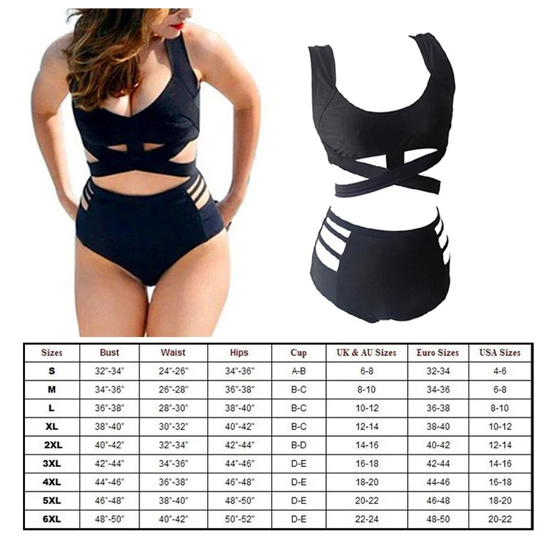 

Women's Swimwear 2021 Push Up Swimwear Two-Piece Bathing Suits Bikini Women Plus Size High Waist Hollow Bandage Swimsuit