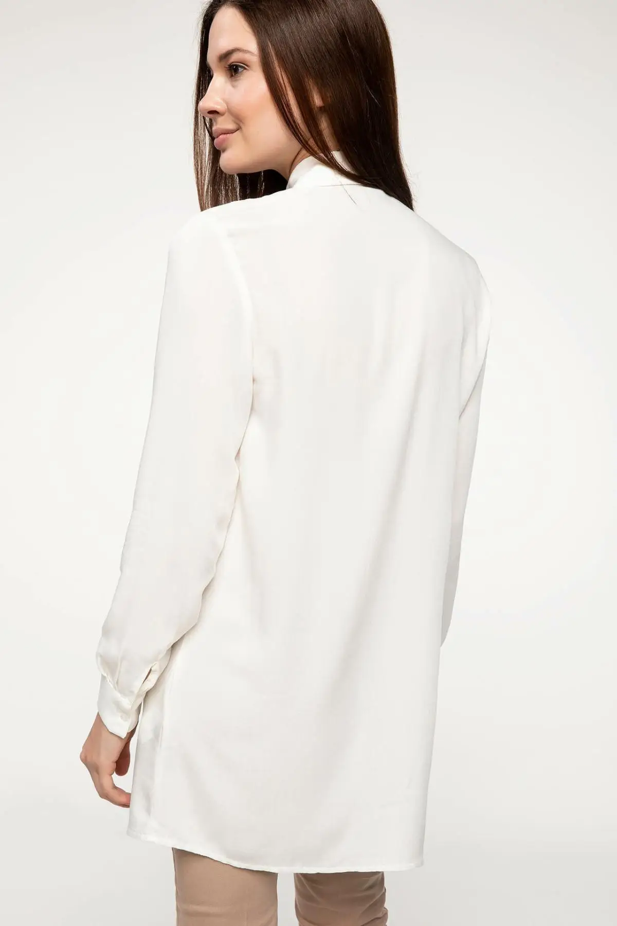 Дефакто Женская тканая Tunic-J1602AZ18SP с длинным рукавом | одежда