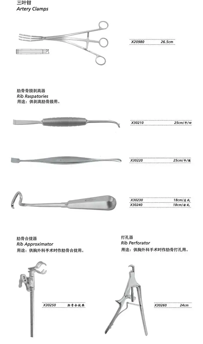 JZ Cardiothoracic instrument Medical Ribs Closure device sternum Closing forceps Trefoil forceps periosteum Stripper Punch hole