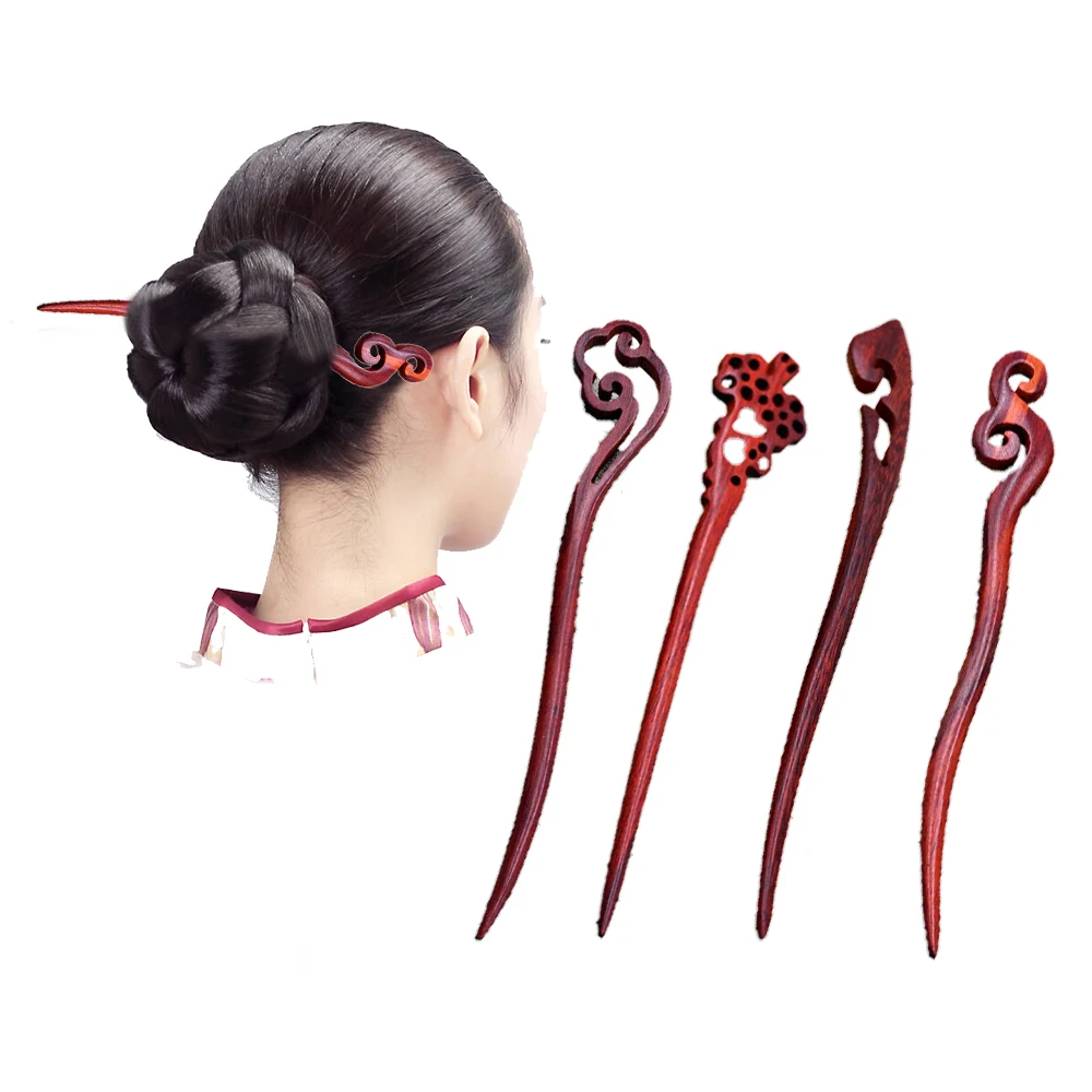 Деревянная резная шпилька для волос ручной работы палочка женская заколка в