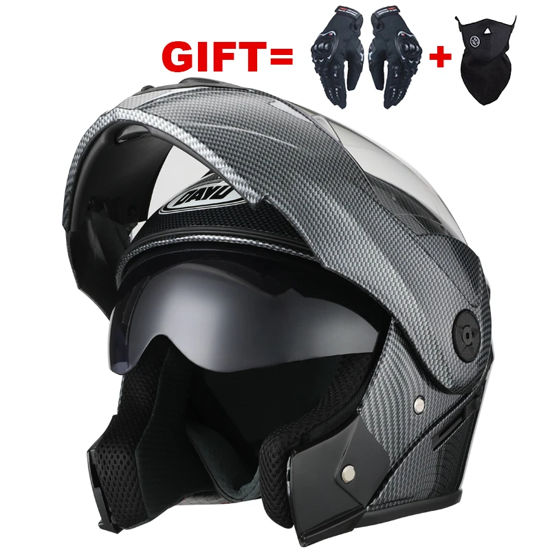 

DOT Approved Flip Up Motorcycle Helmet With Dual Visor Racing Motos Helmet Full Face Helmet Fit For Men Women With Cuernoshe