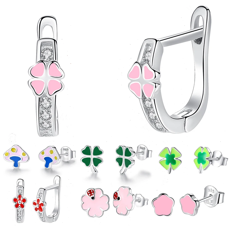 Серьги гвоздики из стерлингового серебра 925 пробы с эмалью милые серьги в виде