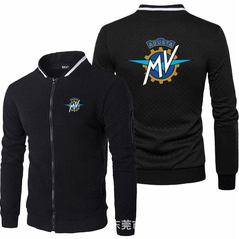 

Мужская толстовка MV AGUSTA, Весенняя бархатная рубашка на молнии с воротником-стойкой, деловой кардиган, куртка с длинным рукавом, мужской топ ...