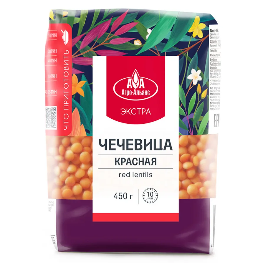 Чечевица Агро-Альянс Экстра &quotКрасная&quot 450 гр | Продукты