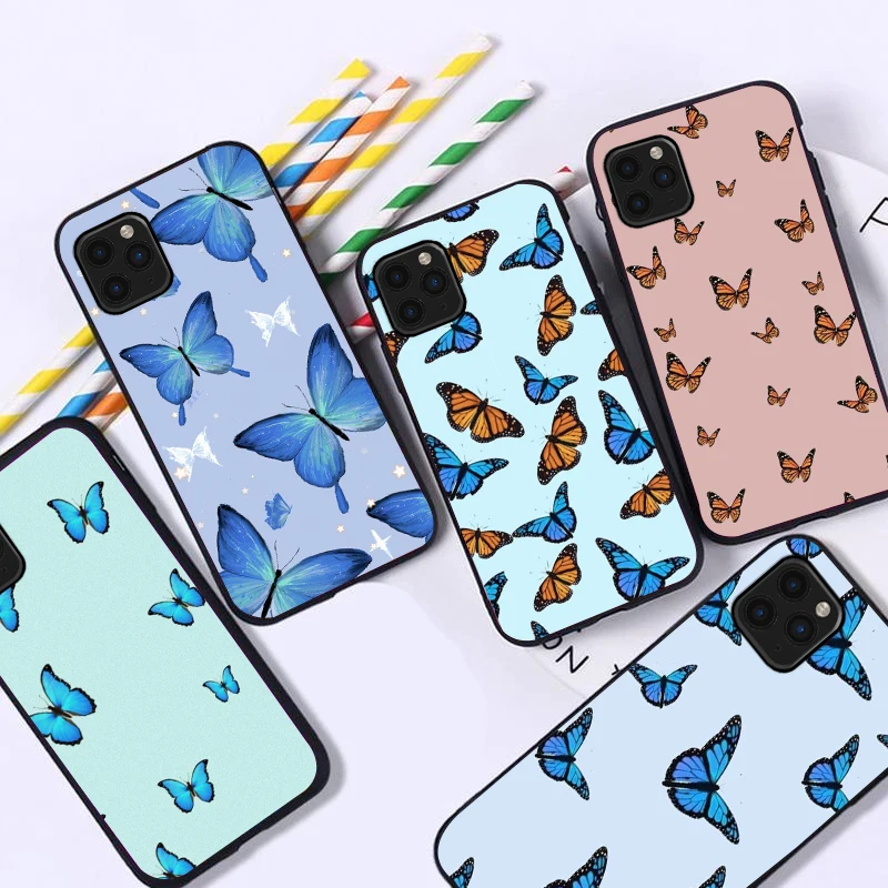 

Cute Flower Butterfly Phone Case For iPhone 7 8 Plus X XR XS MAX 11 12 Pro MAX SE 2020 12 Mini Funda Coque Carcasa Cases