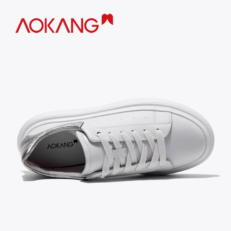 AOKANG/женские кроссовки; удобные кроссовки из натуральной кожи на платформе; женские кроссовки на танкетке; сезон осень; женская повседневная обувь