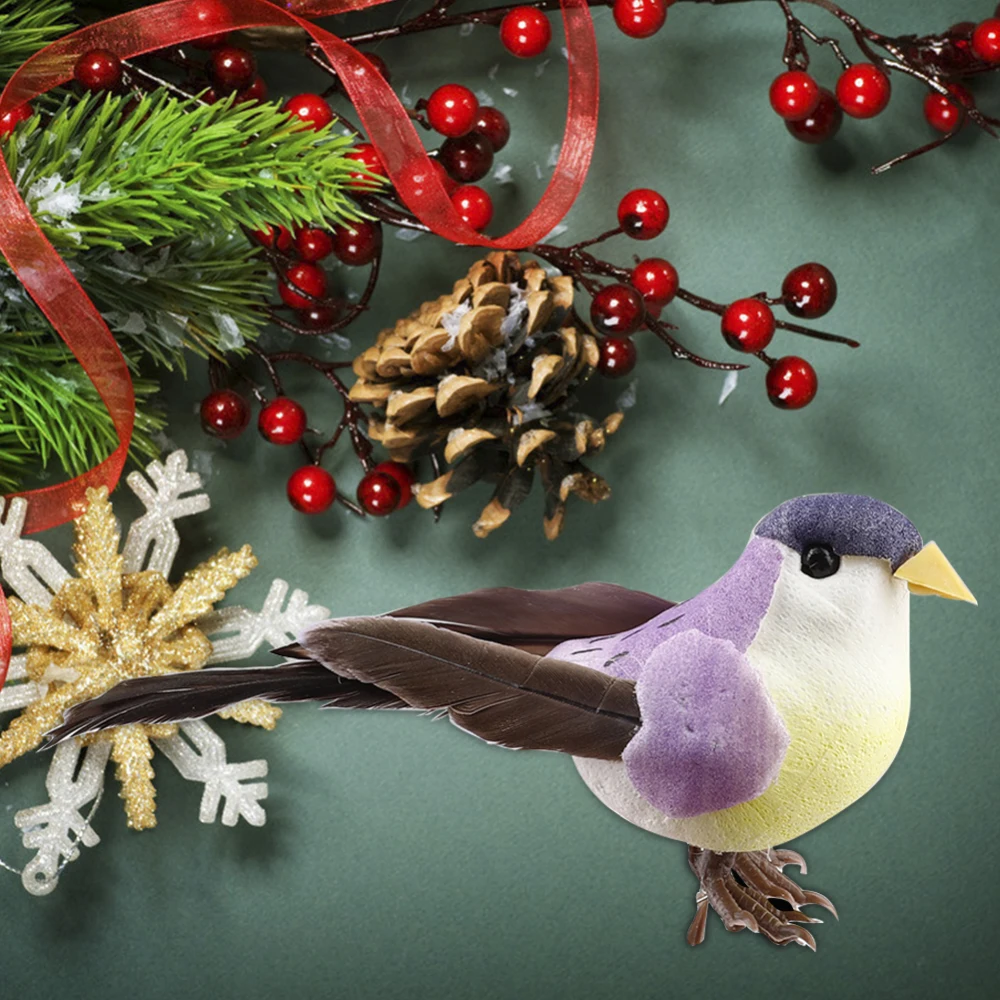 

12 Pcs Artificial Sparrow Birds Feather Birds Christmas Wedding Artificial Birds Tree Craft Ornaments