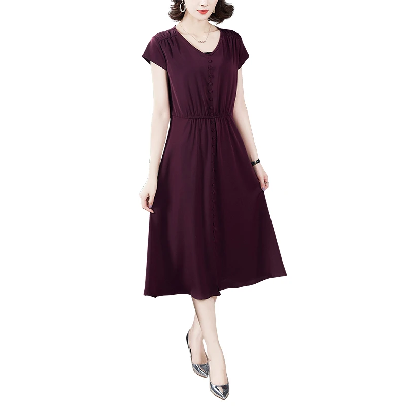 

New in 2020 Ladies dress summer young mother women middle-aged Korean Short sleeve dress fashion elegant Large size