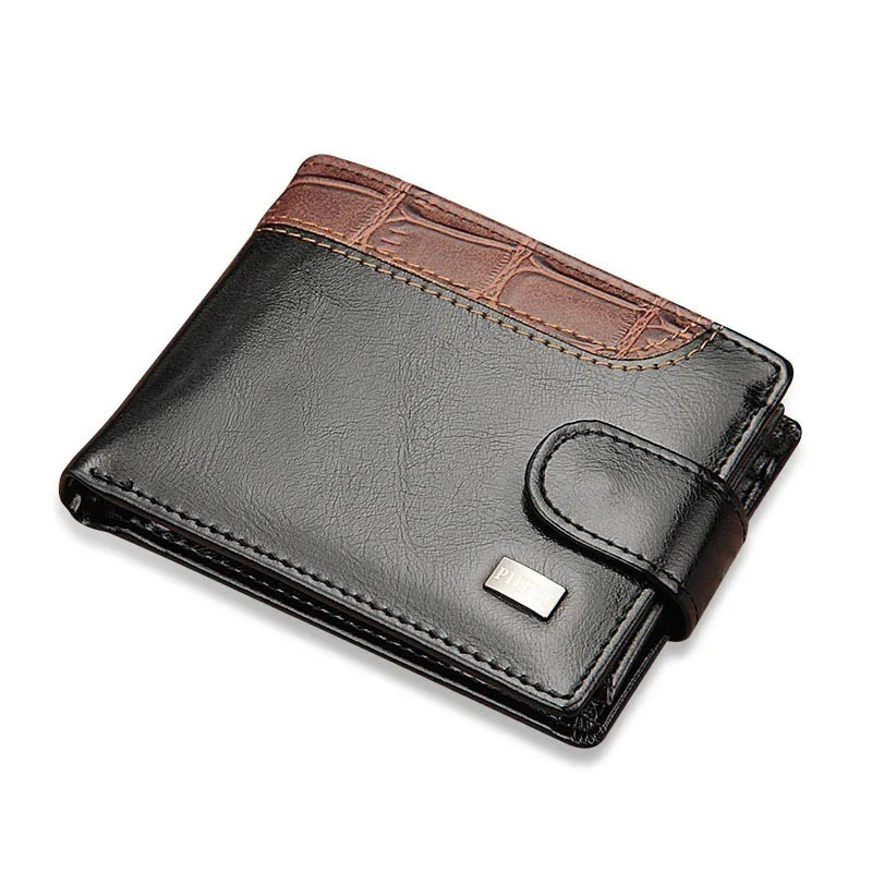 

2020 New Patchwork Men Leather Wallets Short Male Purse With Coin Pocket Card Holder Brand Trifold Wallet Men Clutch Money Bag