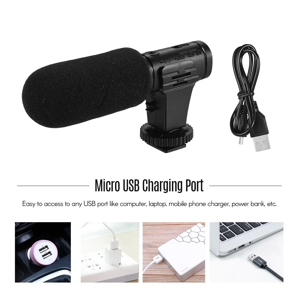 DSLR камера телефон микрофон видео Vlogging Запись наушники контролировать отверстие