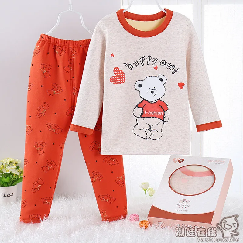 Комплект зимней детской одежды детская хлопковая флисовая Пижама молодежные