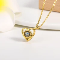 romantic couple heart shape 100 languages i love you projection pendant necklace woman choker jewelry lover gift wedding jewelry