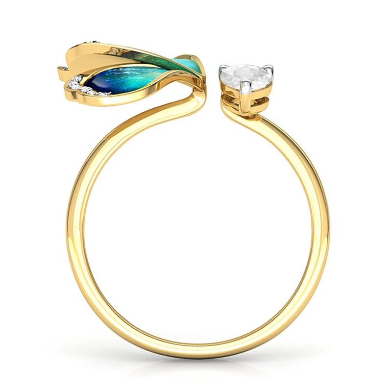 Модное милое кольцо золотистого цвета с изображением бабочки картина маслом