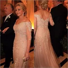 Платье для матери невесты а-силуэта, официальное кружевное вечернее платье с V-образным вырезом, с рукавом три четверти, с вырезом лодочкой, праздвечерние чное платье телесного цвета