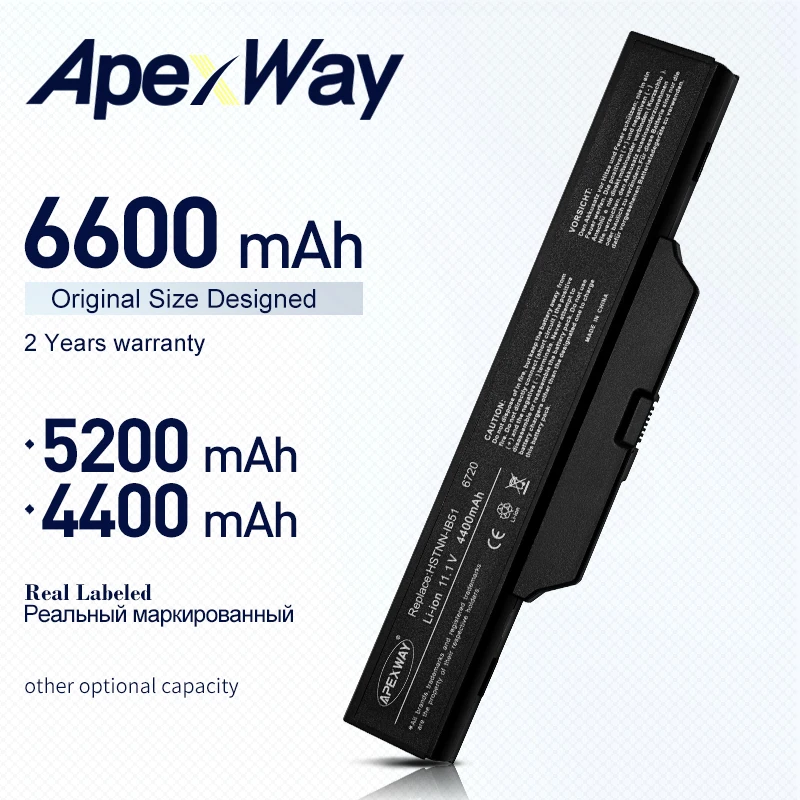 ApexWay 6 ячеек аккумулятора для HP 550 6720s 6730s 6735s 6820s 6830s COMPAQ 511 610 615 451085-141 451086-121 451086-161 |