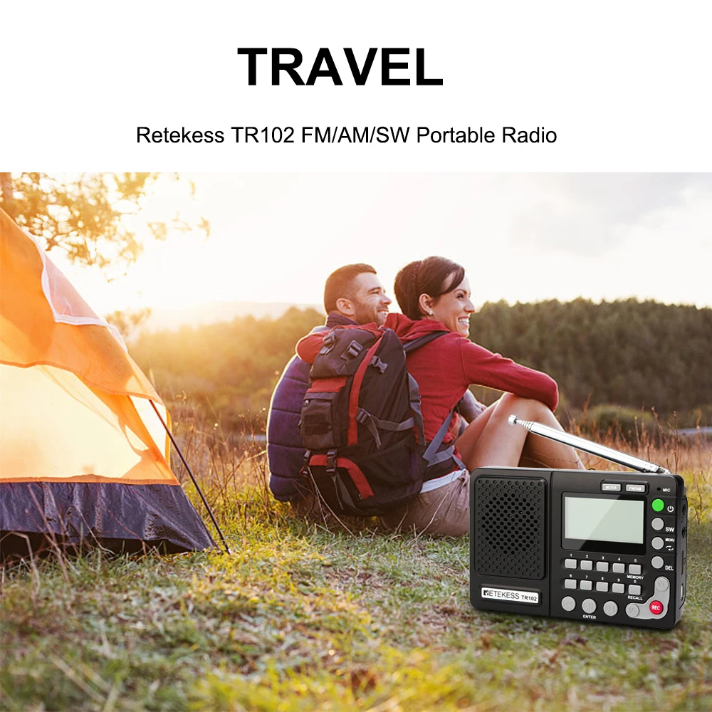 Retekess радио TR102 FM/AM/SW портативное радио карманное радио приемник с таймером сна mp3-плеер Поддержка TF карты# XJ30