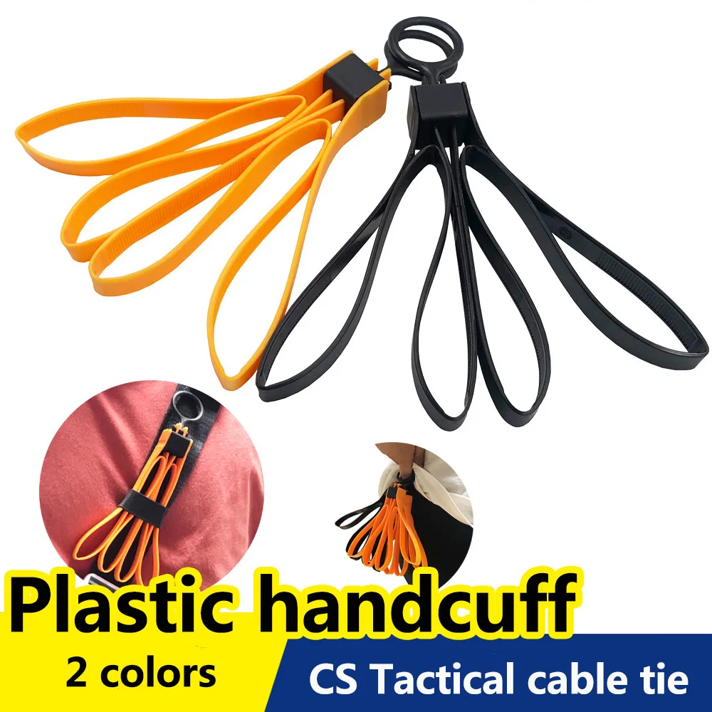 1Pcs/Lot  Nylon Cable Tie CS Outdoor Plastic Police Handcuffs Double Flex Cuff Disposable Handcuffs zip tie Orange Yellow Black
