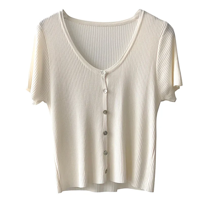 

short sleeve knitting cardigan summer new female T-shirt For Women D016#