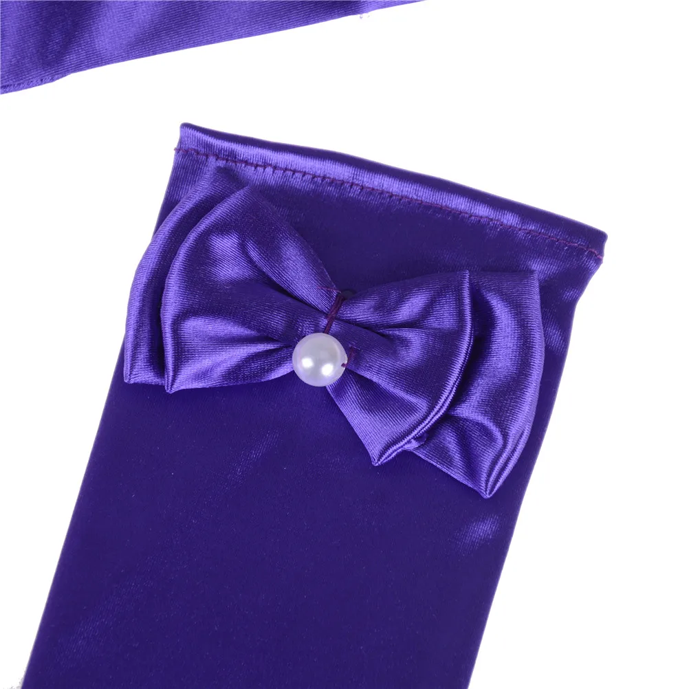 Accesorios de Cosplay de princesa para ni&ntilde;a, disfraz de sat&eacute;n para beb&eacute;, guantes con lazo, suministros para fiesta de princesa, regalo de cumplea&ntilde;os-1
