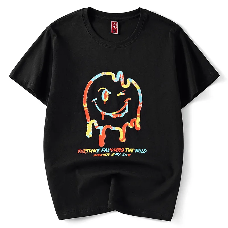 

Wimilous Men's T-shirt New Short-Sleeve High-Street Couples Fashion Hip-Hop Cartoon Baggy Round Neck Half-Sleeve