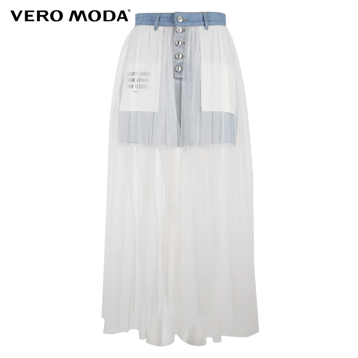 

Vero Moda Women's Two-tiered Gauzy Denim Skirt | 319337519
