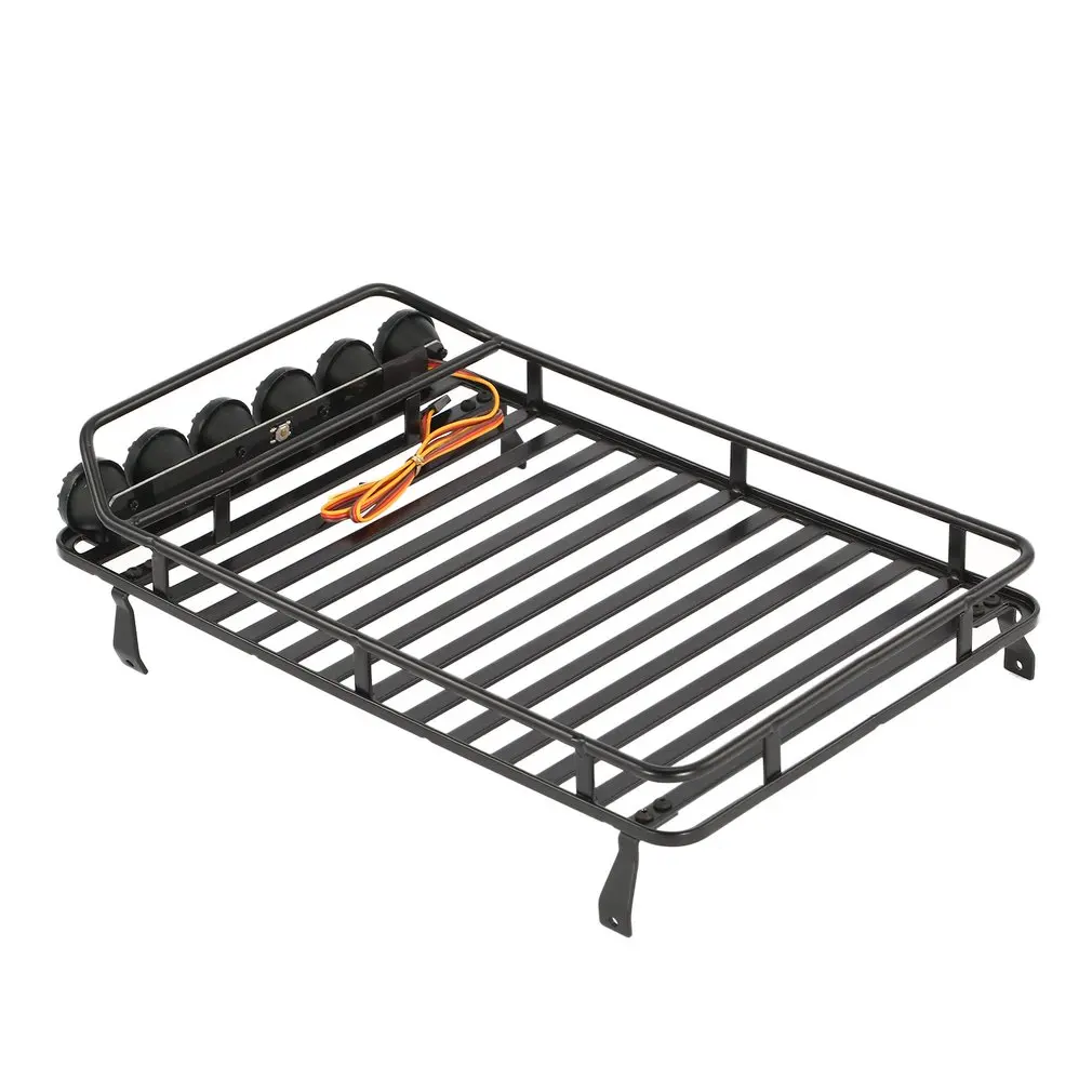 _ Металлический багажник на крышу с 6 светодиодами для RC 1/10 4WD автомобильный