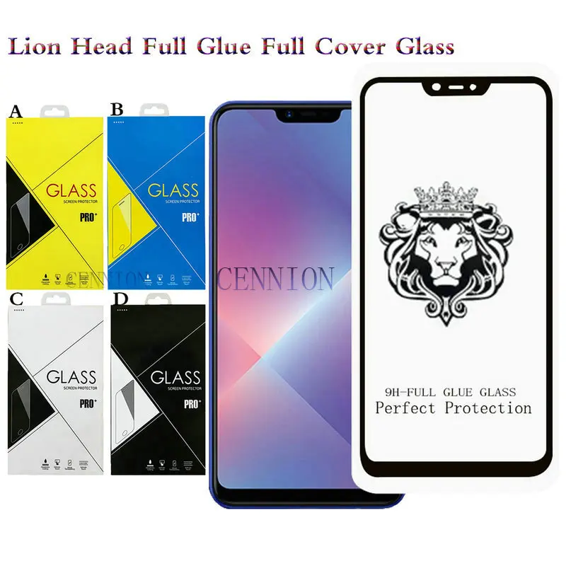 Lion Head Full Cover Tempered Glass Protector for iPhone 14 13 12 Mini 5.4 6.1 Pro Max 6.7 Inch 11 7 8 Plus Xs XR  100pcs