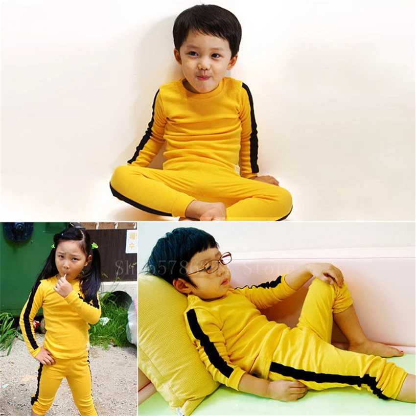 Необычный детский костюм для косплея Брюса Ли комбинезон новорожденных