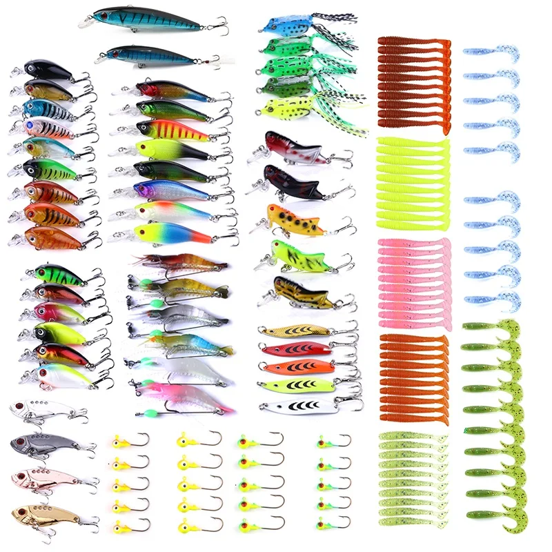 140 шт. рыболовные приманки комплект лягушка насекомых гольян воблера креветки