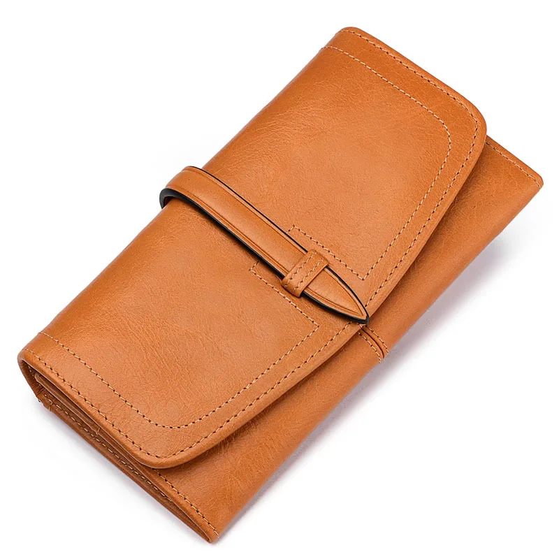 

New European And American Women's Leather Wallet RFID Long Zipper Retro Women's Wallet Large Capacity Women's Bag